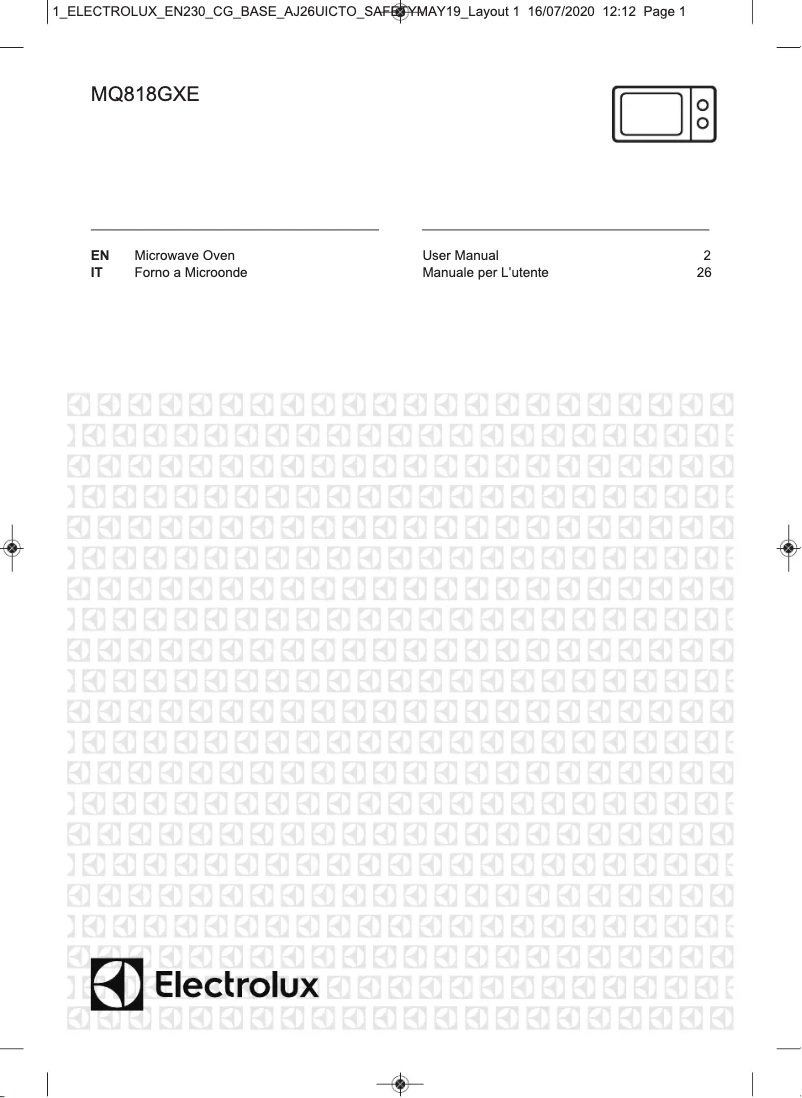 Page 1 de la notice Manuel utilisateur Electrolux MQ818GXE