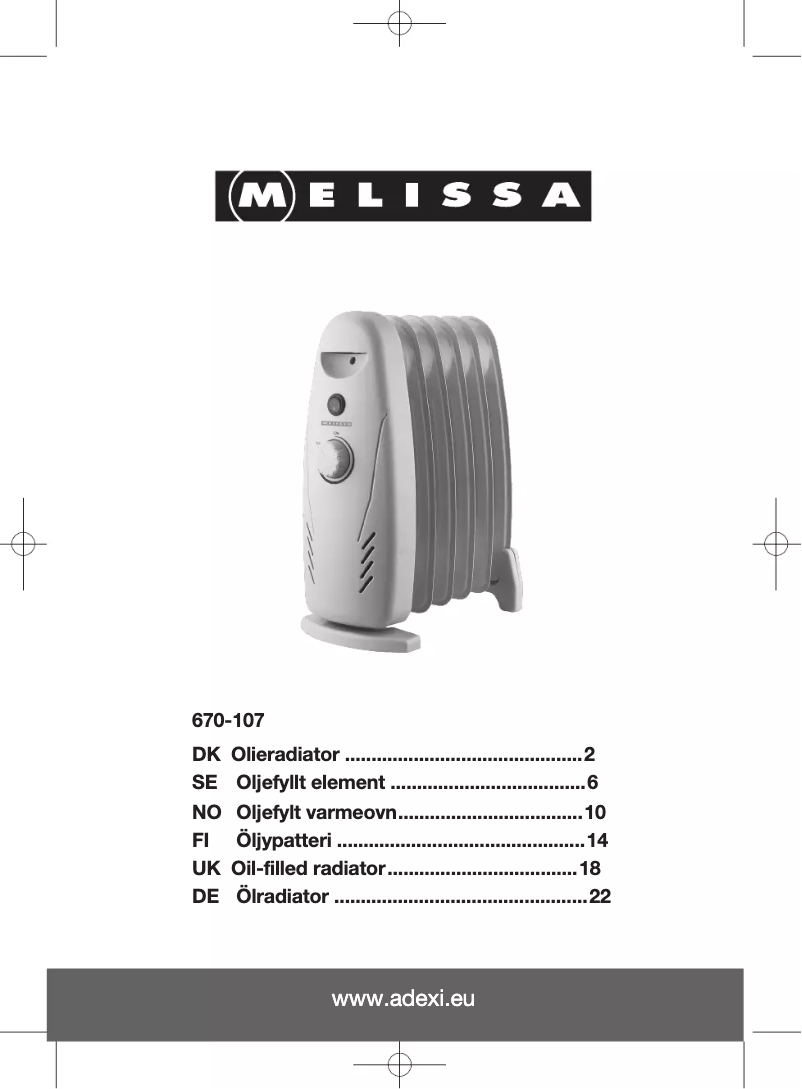 Página 1 del manual Manual de usuario Melissa 670107