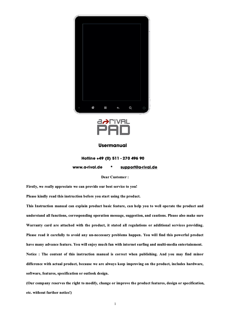 Image de la première page du manuel de l'appareil NAV-PA83