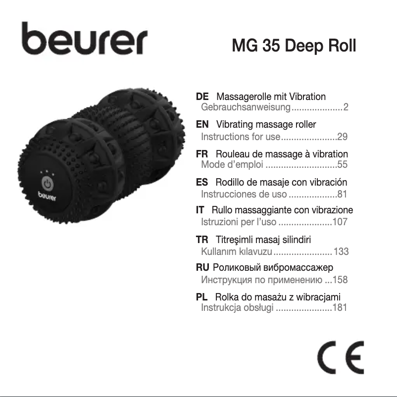 Page 1 de la notice Manuel utilisateur Beurer MG 35 Deep Roll