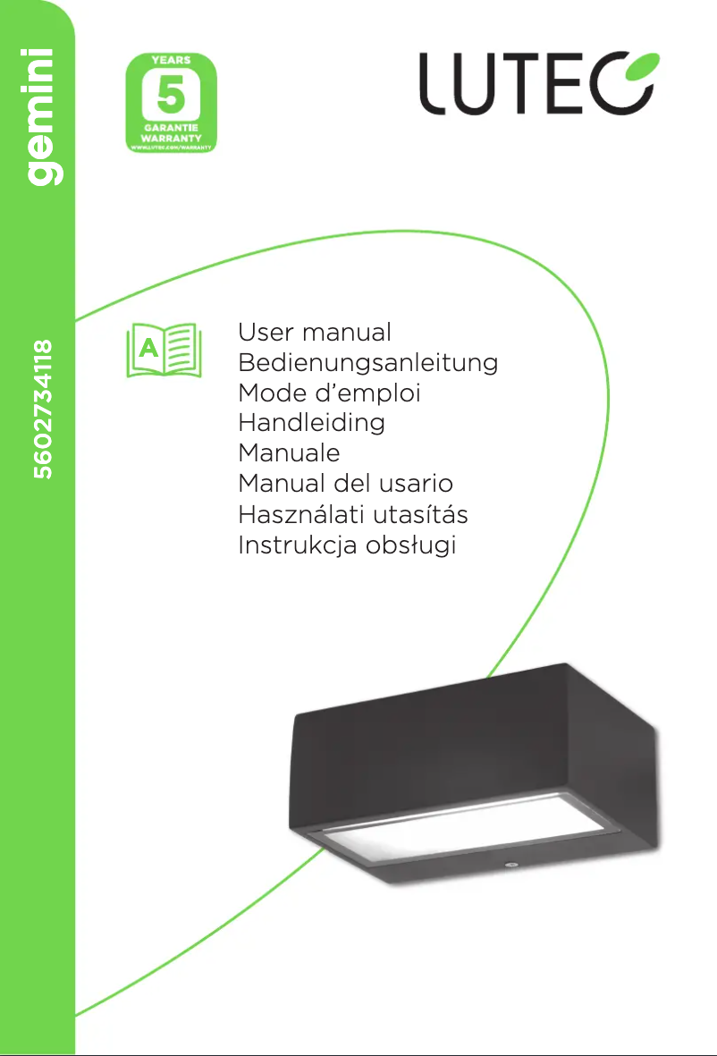 Page n°1 - Manuel utilisateur Lutec Gemini