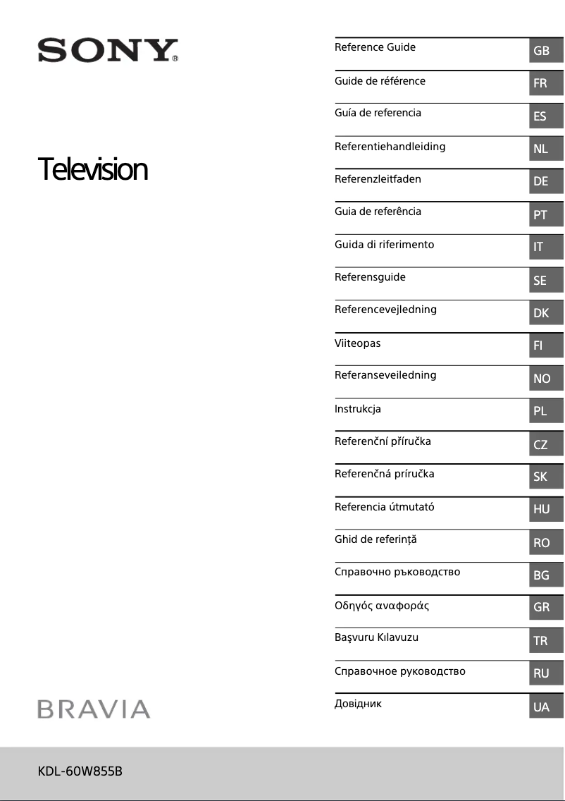 Page 1 de la notice Manuel utilisateur Sony Bravia KDL-60W855B