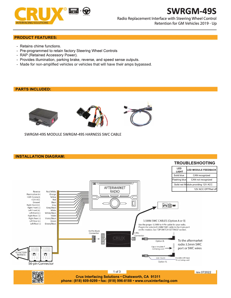 Page n°1 - Manuel utilisateur CRUX SWRGM-49S