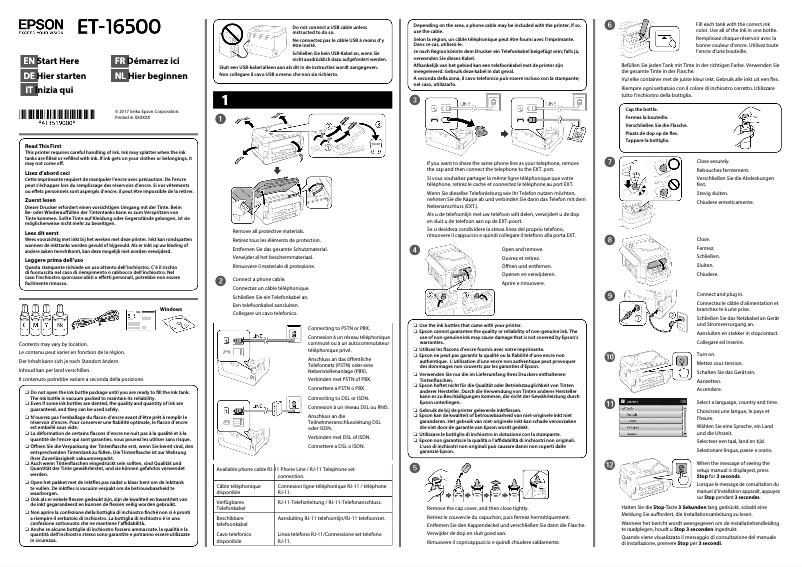 Page 1 de la notice Guide d'installation Epson EcoTank ET-16500