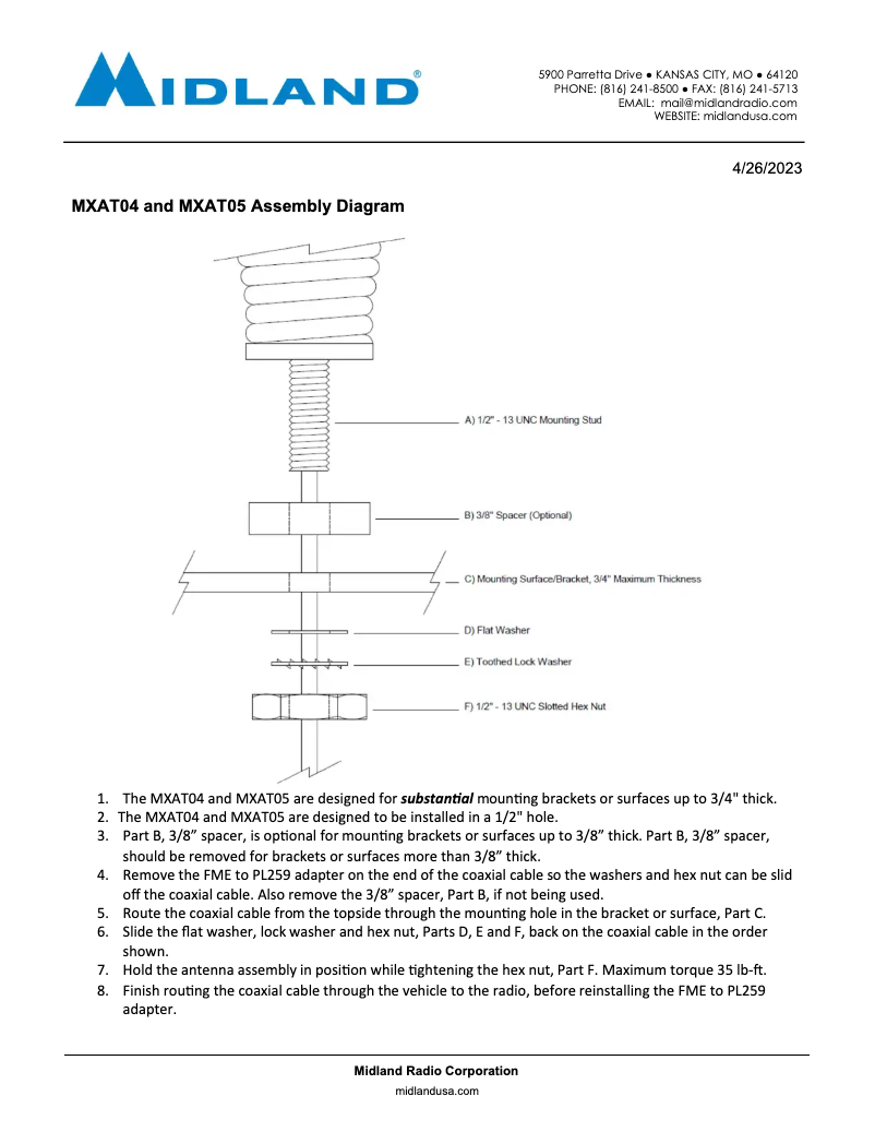 Page n°1 - Manuel utilisateur Midland MicroMobile MXAT04VP
