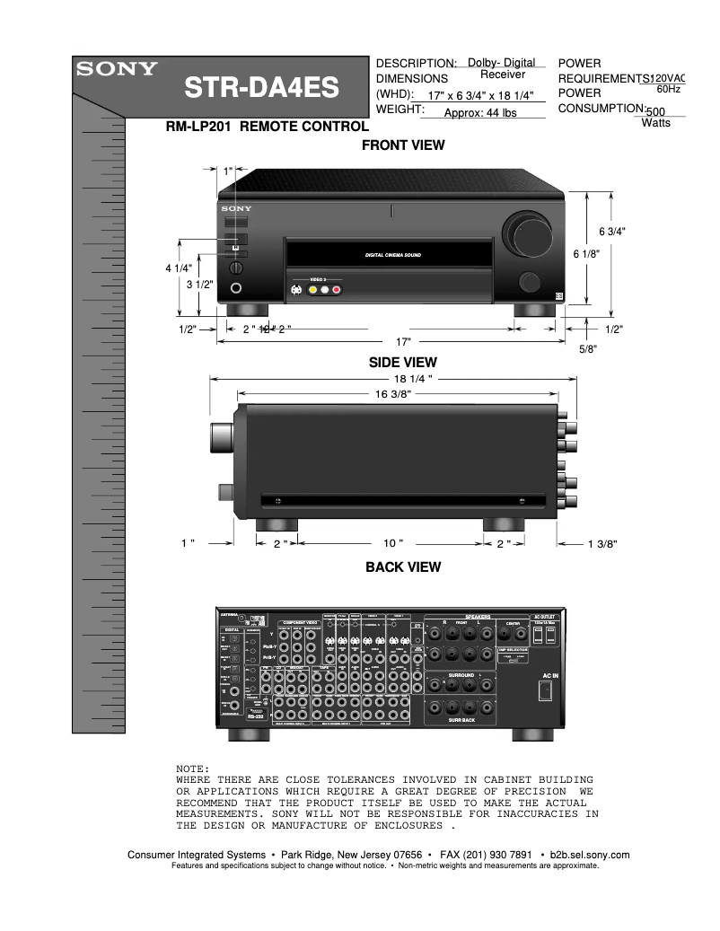 Page 1 de la notice Guide d'installation Sony STR-DA4ES