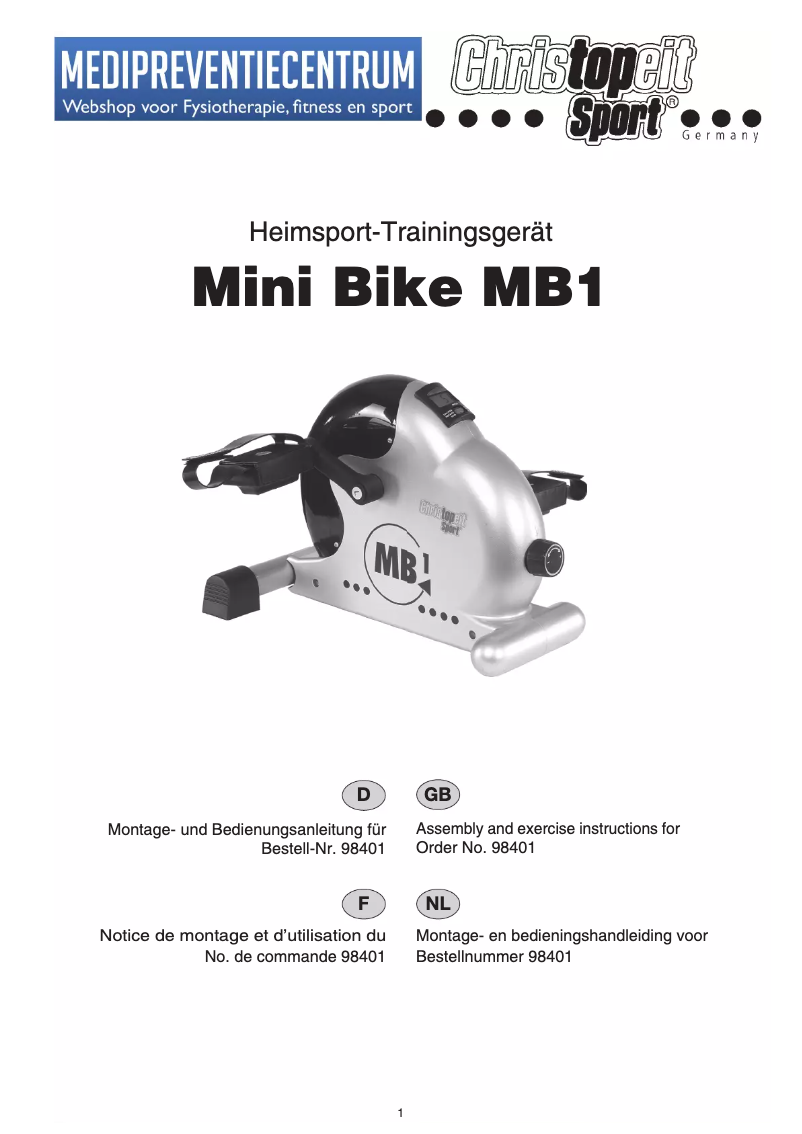 Page n°1 - Manuel utilisateur Christopeit Mini Bike 2