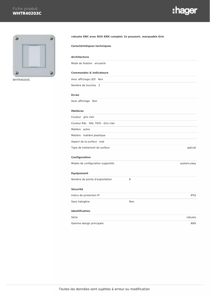 Image de la première page du manuel de l'appareil WHTR40203C