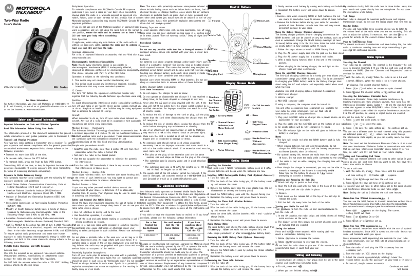 Page 1 de la notice Manuel utilisateur Motorola MH230R