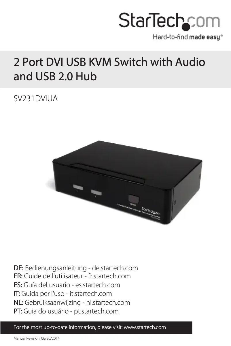 Page n°1 - Manuel utilisateur StarTech.com SV231DVIUA