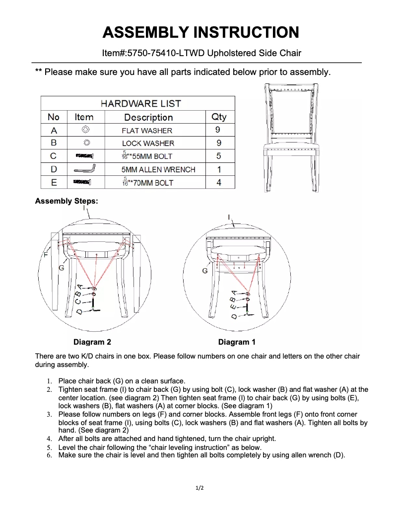 Page n°1 - Manuel utilisateur Hooker 5750-75410-LTWD