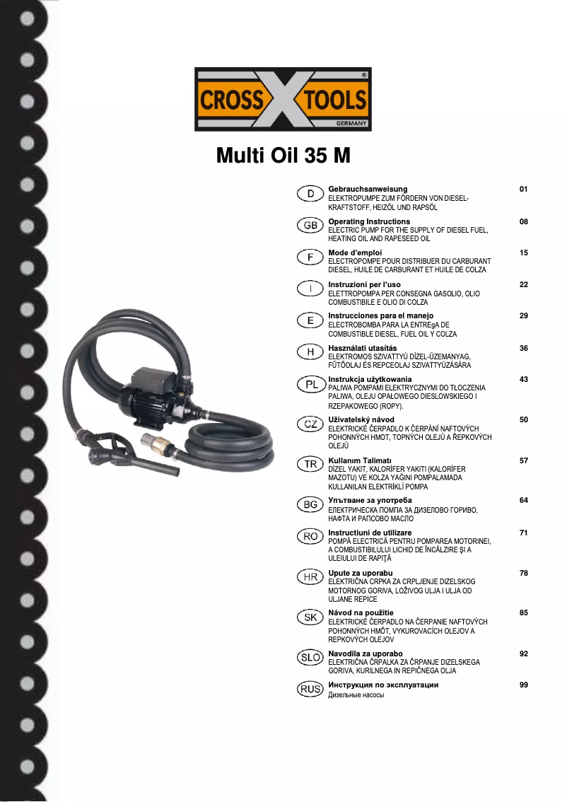 Page n°1 - Manuel utilisateur CrossTools Multi Oil 35 M