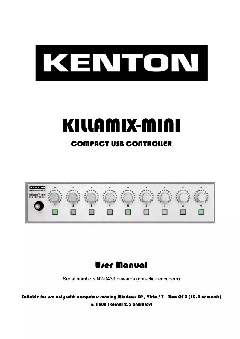 Page n°1 - Manuel utilisateur Kenton Killamix Mini