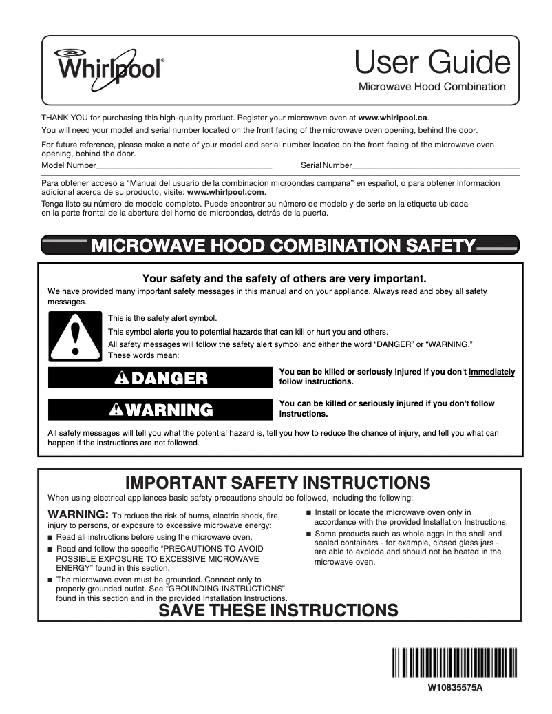 Image de la première page du manuel de l'appareil YWMH31017AB