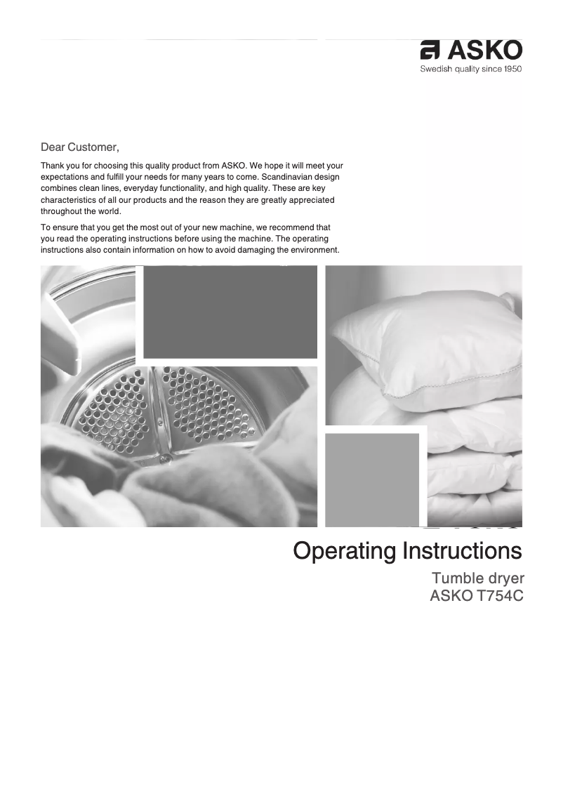 Page n°1 - Manuel utilisateur Asko T753C