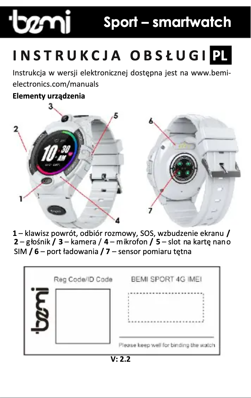 Page n°1 - Manuel utilisateur BEMI Sport