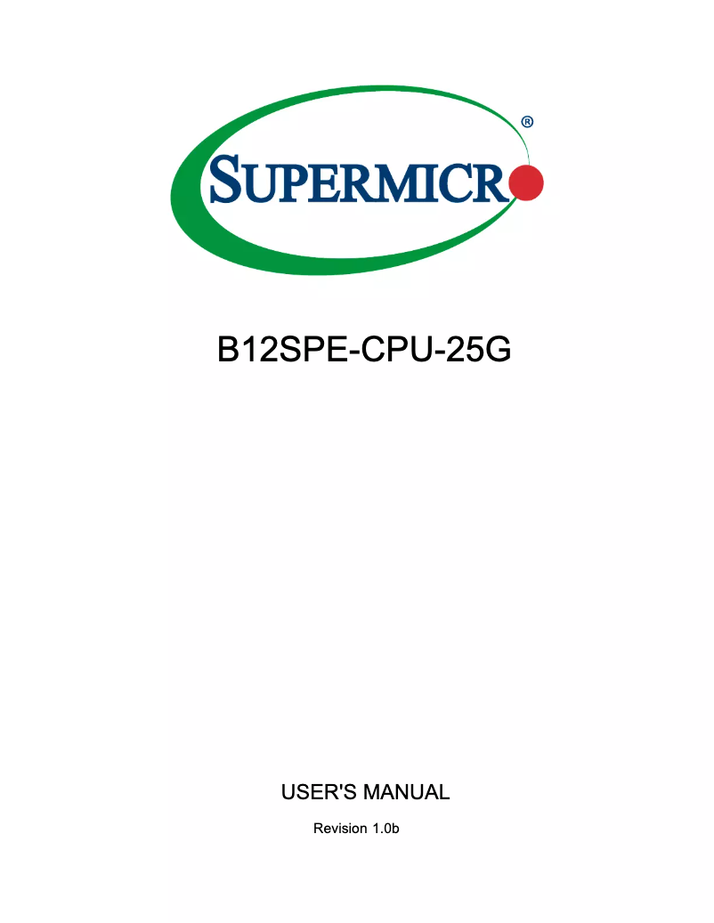 Page 1 de la notice Manuel utilisateur Supermicro B12SPE-CPU-25G