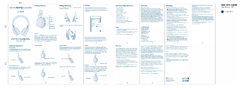 Page n°1 - Manuel utilisateur Electro Harmonix NYC Cans EC-BTH3