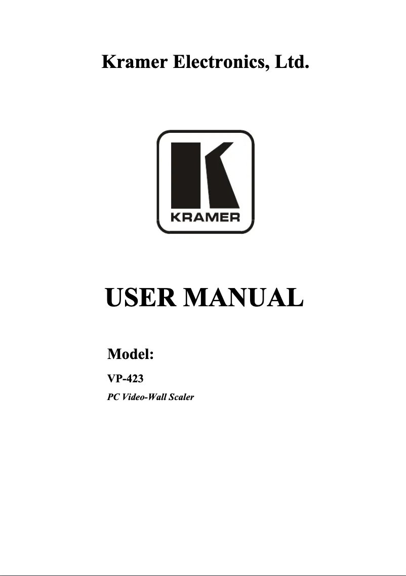 Página 1 del manual Manual de usuario Kramer VP-423