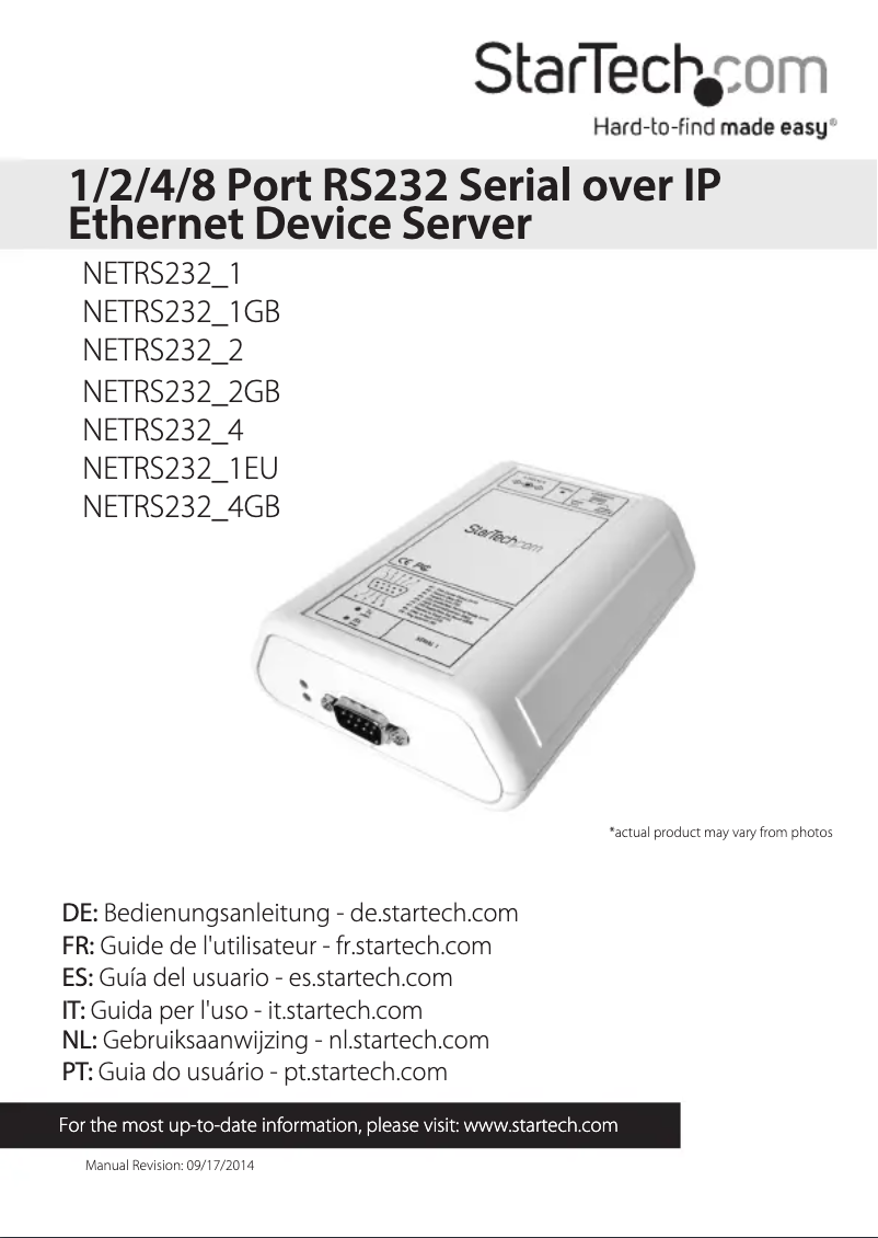 Image de la première page du manuel de l'appareil NETRS232_1GB