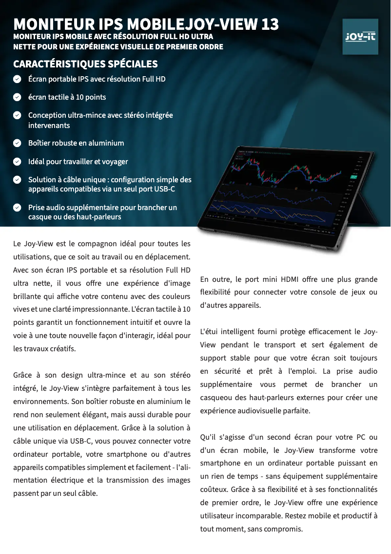 Page 1 of the manual Instruction Manual Joy-It View 13