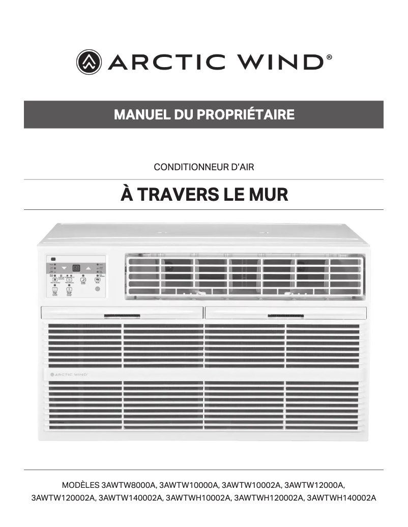 Page 1 de la notice Manuel utilisateur ARCTIC WIND 3AWTW12000A