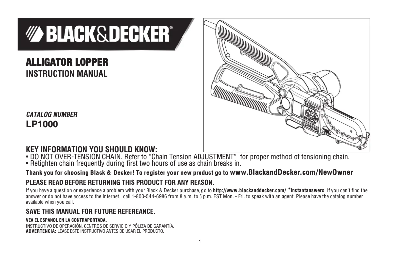 Page 1 de la notice Manuel utilisateur Black & Decker LP1000