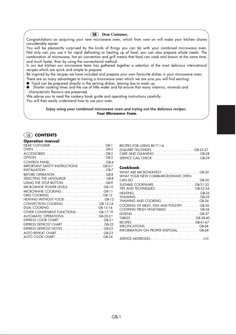 Page n°1 - Manuel utilisateur Sharp R-940 W