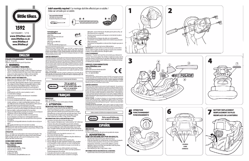 Page 1 de la notice Manuel utilisateur Little Tikes Police Cycle Sounds Rocker