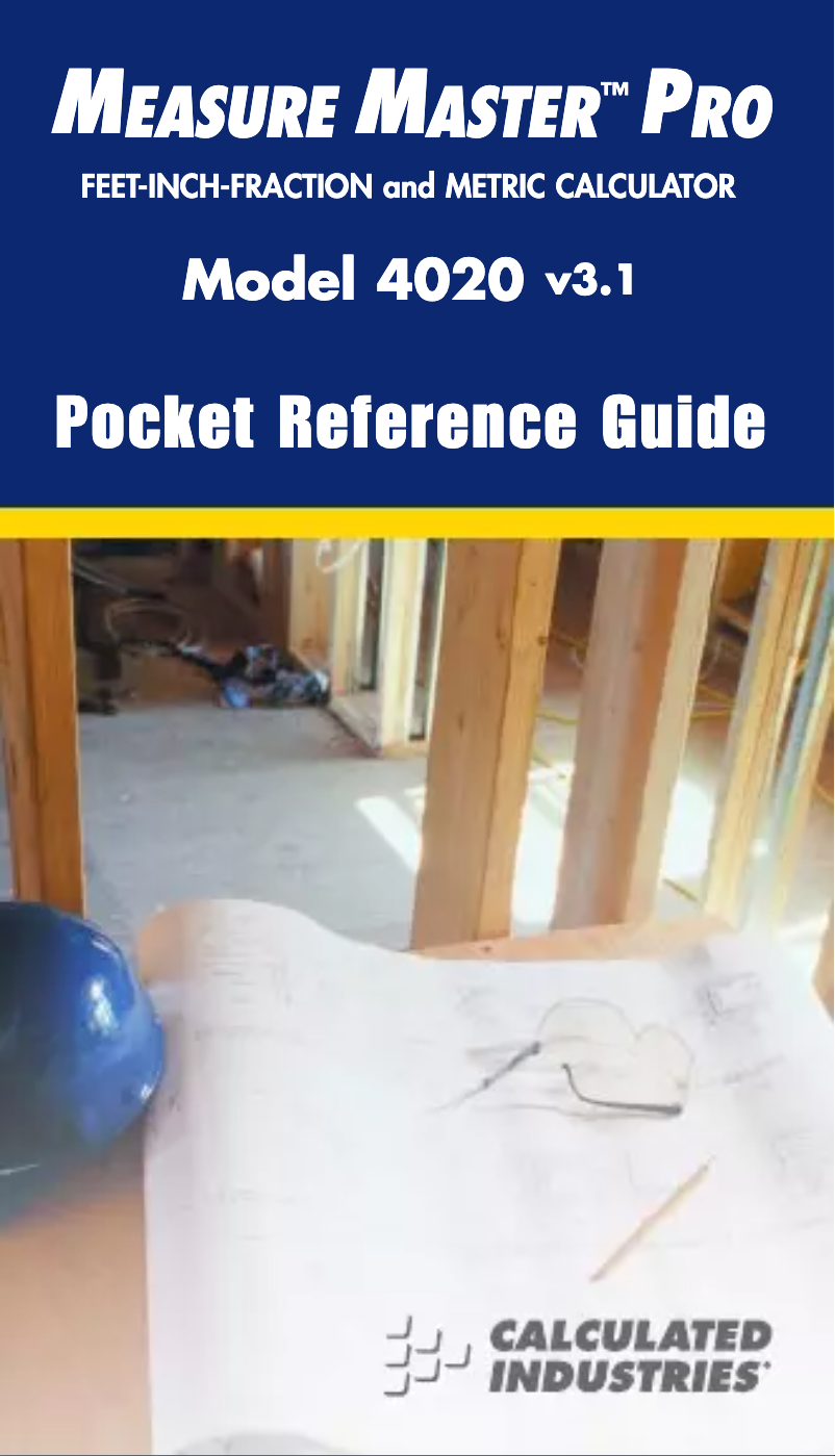 Page 1 de la notice Manuel utilisateur Calculated Industries 4020