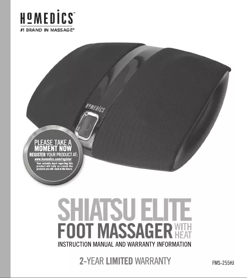 Page n°1 - Manuel utilisateur Homedics FMS-255HJ