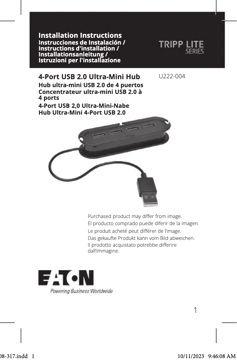 Page n°1 - Manuel utilisateur Tripp Lite U222-004