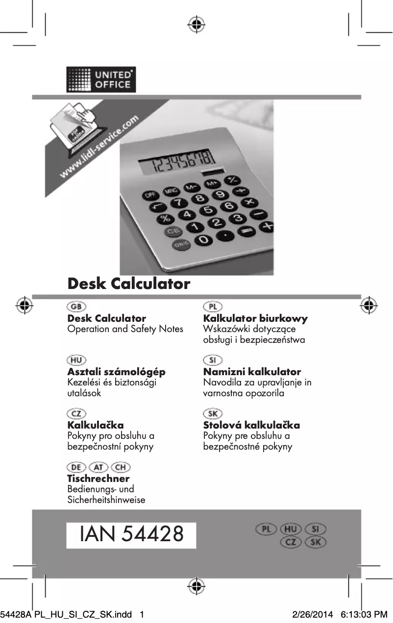 Page 1 de la notice Manuel utilisateur United Office IAN 54428