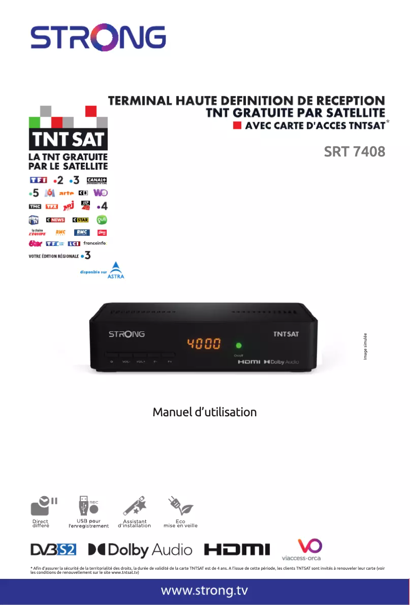 Page 1 de la notice Manuel utilisateur Strong SRT 7408