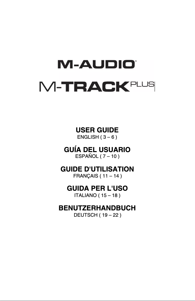 Page n°1 - Manuel utilisateur M-Audio M-Track Plus