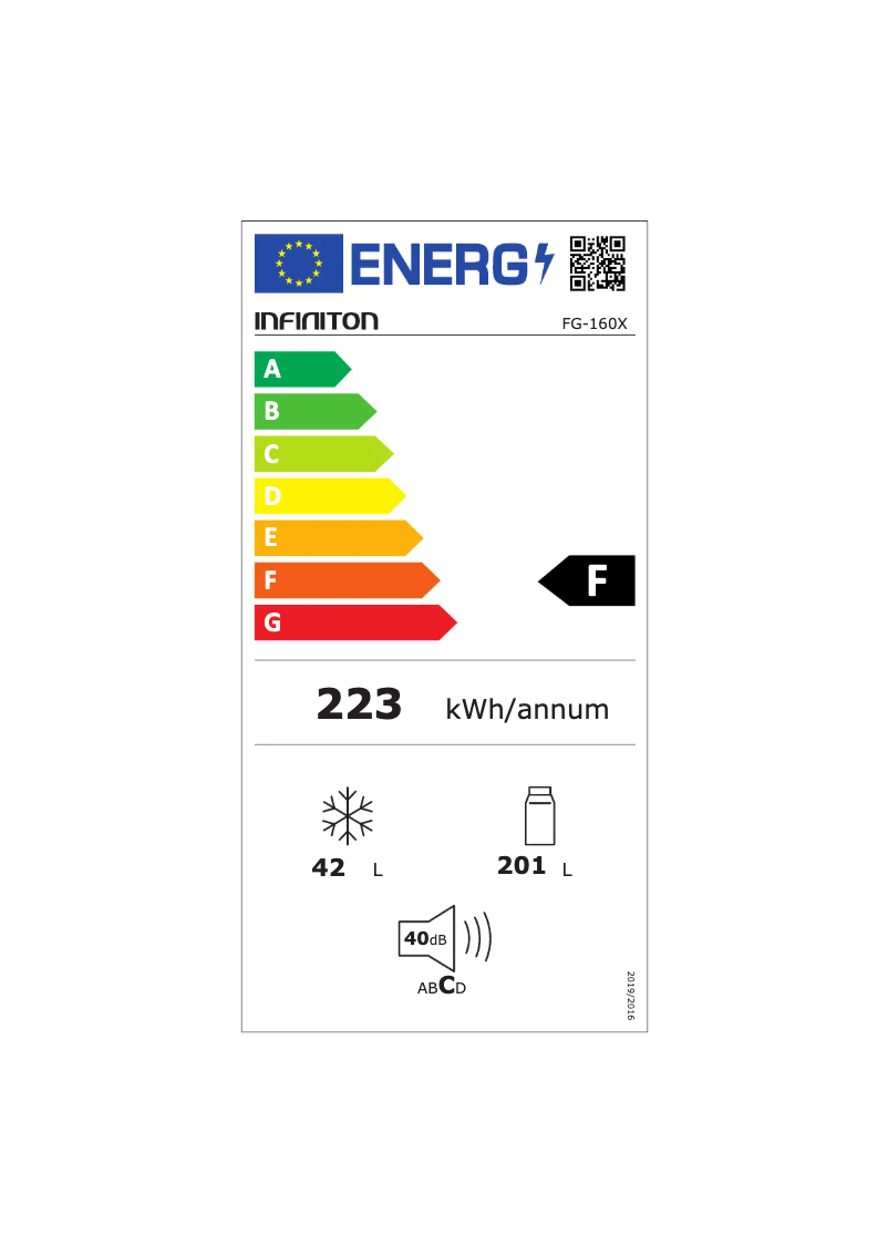 Page 1 de la notice Label énergétique Infiniton FG-160X