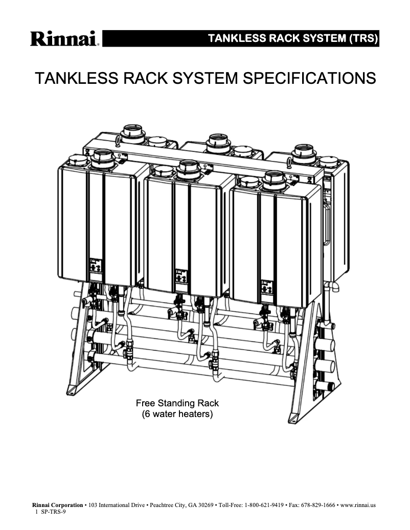 Page 1 de la notice Manuel utilisateur Rinnai Tankless Rack System TRW02HE