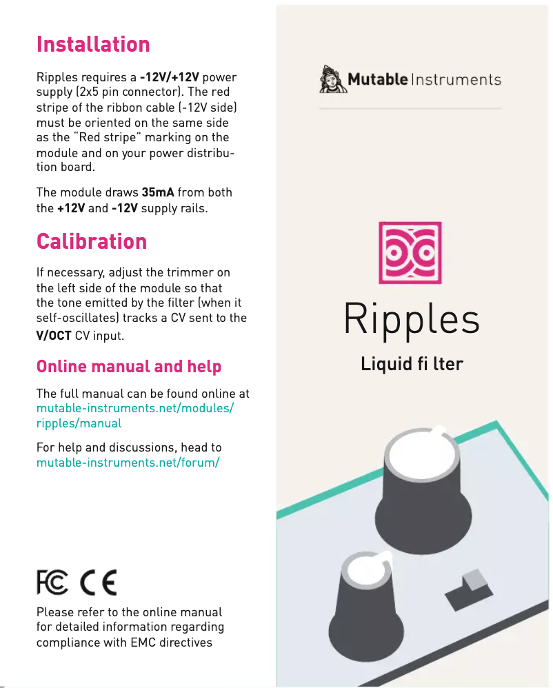Page n°1 - Manuel utilisateur Mutable Instruments Ripples