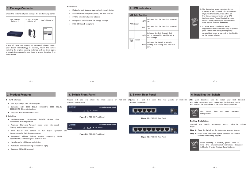Image de la première page du manuel de l'appareil FSD-803