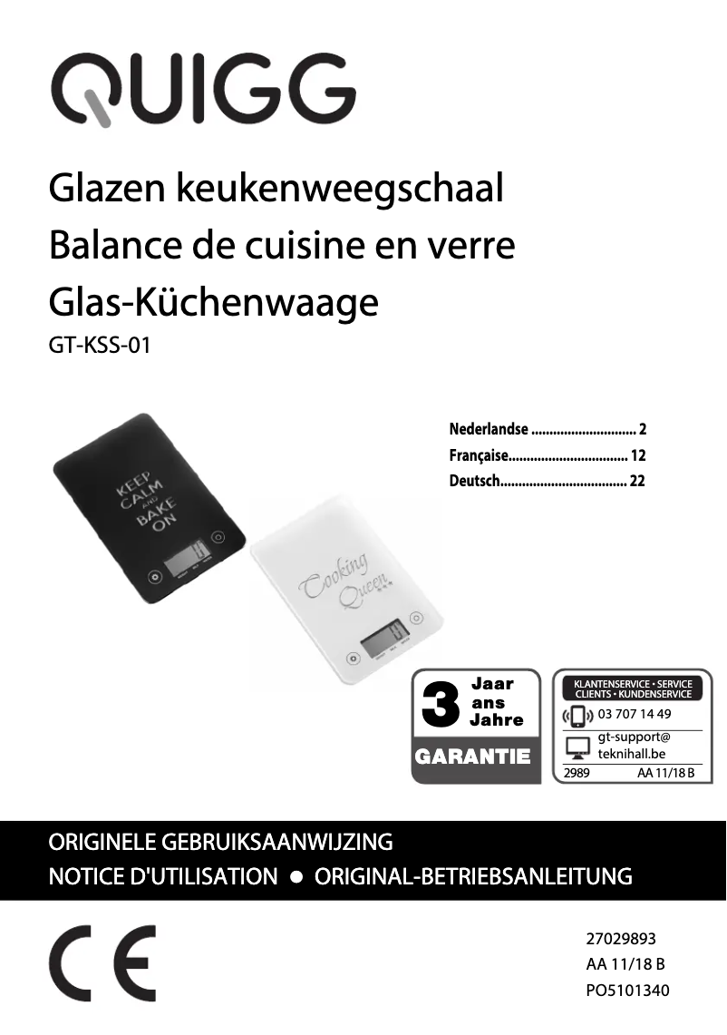 Page 1 of the manual User Manual Quigg GT-KSS-01