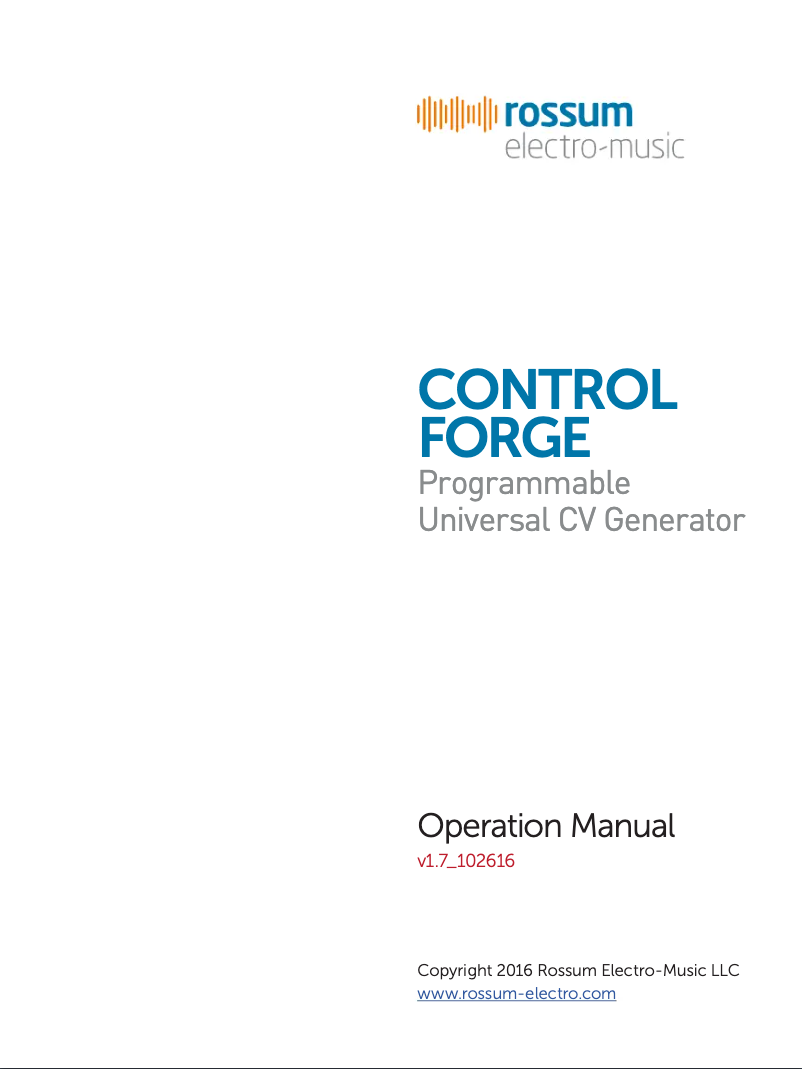 Page 1 de la notice Manuel utilisateur Rossum Electro-Music Control Forge