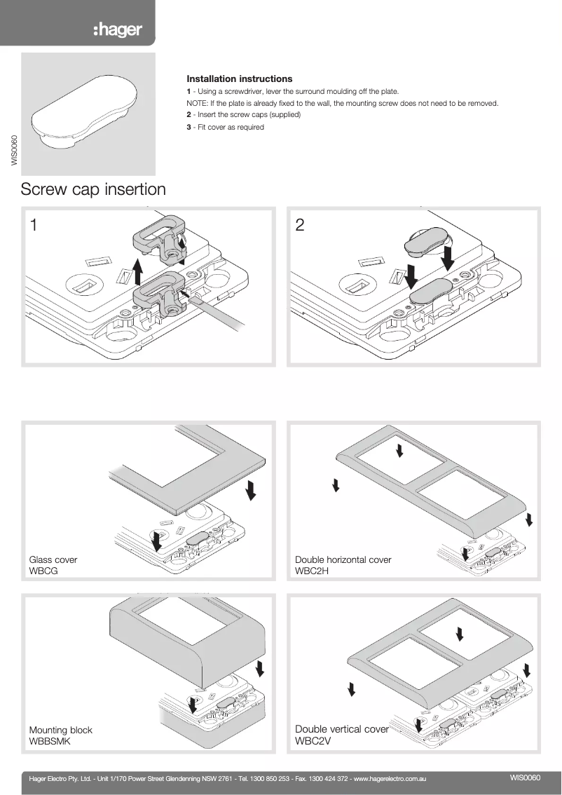 Page n°1 - Manuel utilisateur Hager WBC2H