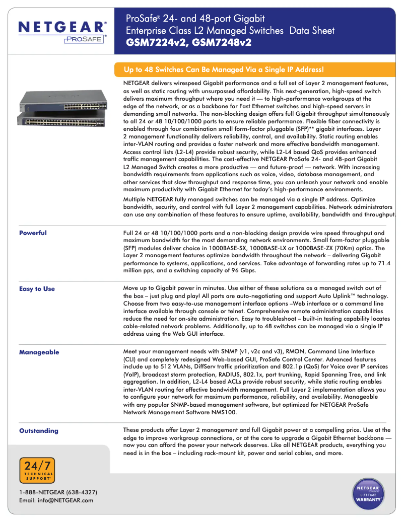 Page n°1 - Fiche technique Netgear GSM7224v2
