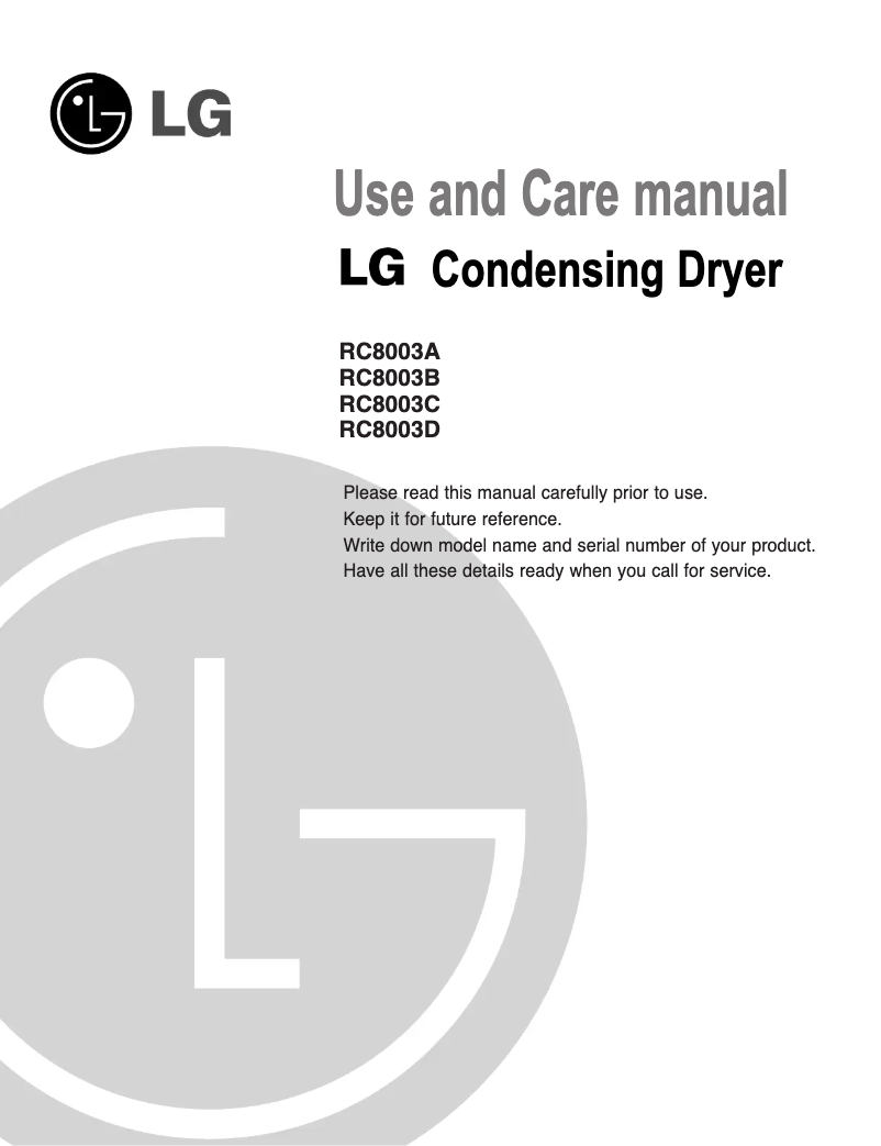Page n°1 - Manuel utilisateur LG RC8003A