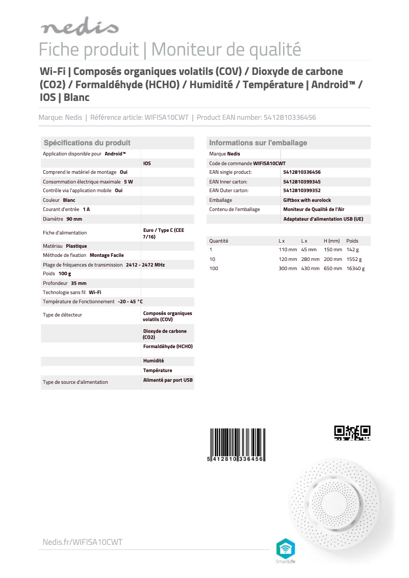 Page n°1 - Manuel utilisateur Nedis WIFISA10CWT