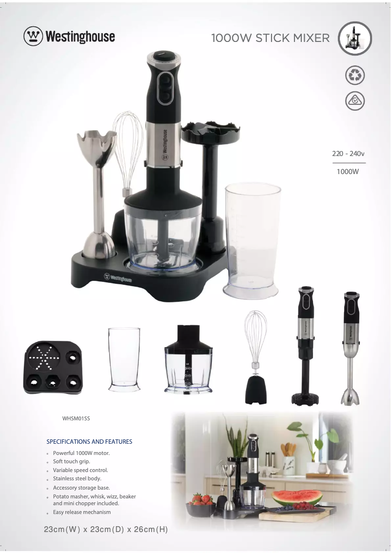 Page 1 de la notice Fiche technique Westinghouse WHSM01SS