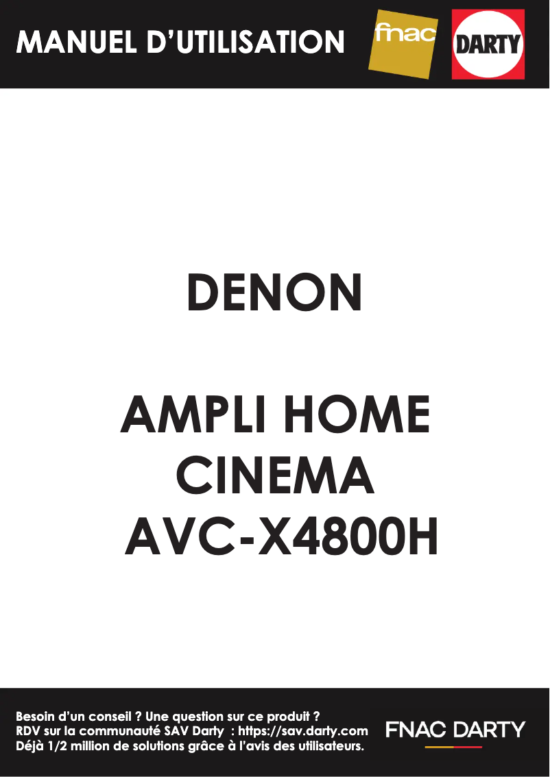 Page 1 de la notice Manuel utilisateur Denon AVC-X4800H
