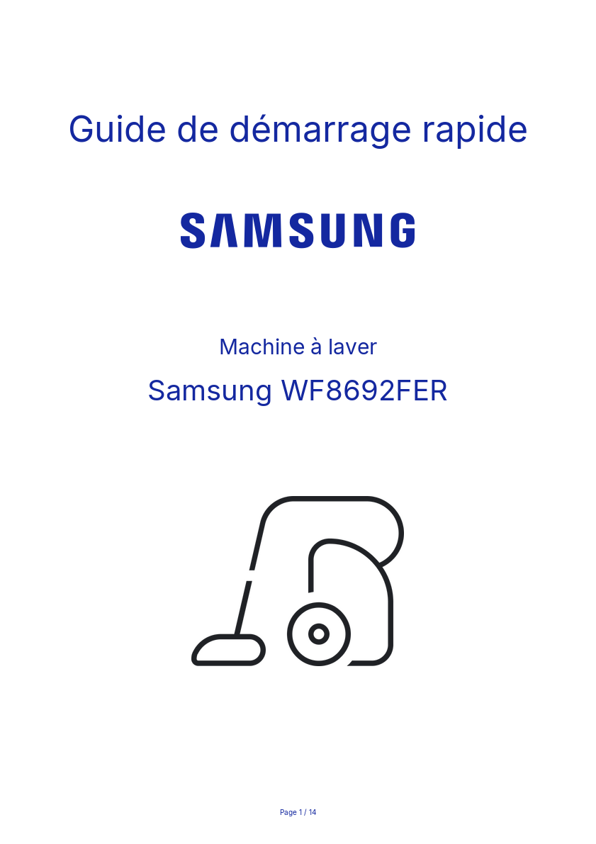 Page n°1 - Guide de démarrage rapide Samsung WF8692FER