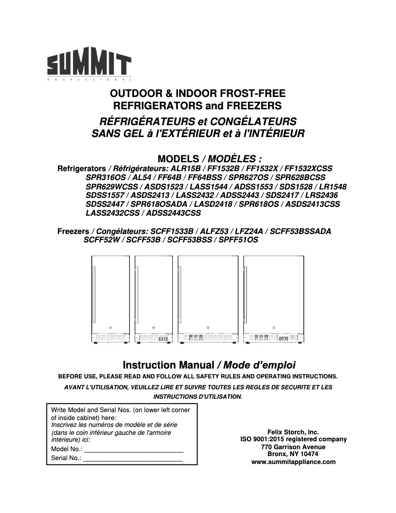 Page 1 de la notice Manuel utilisateur Summit SPR618OSADA