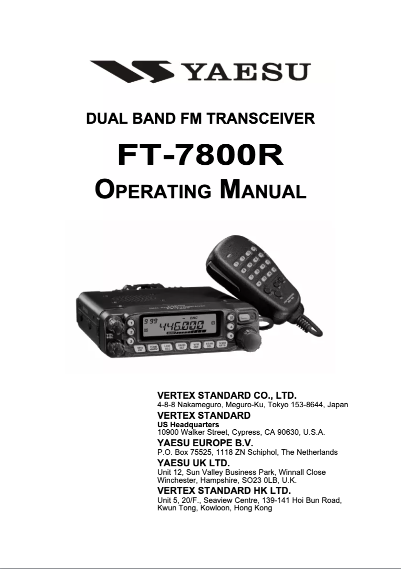 Página 1 del manual Manual de usuario Yaesu FT-7800R